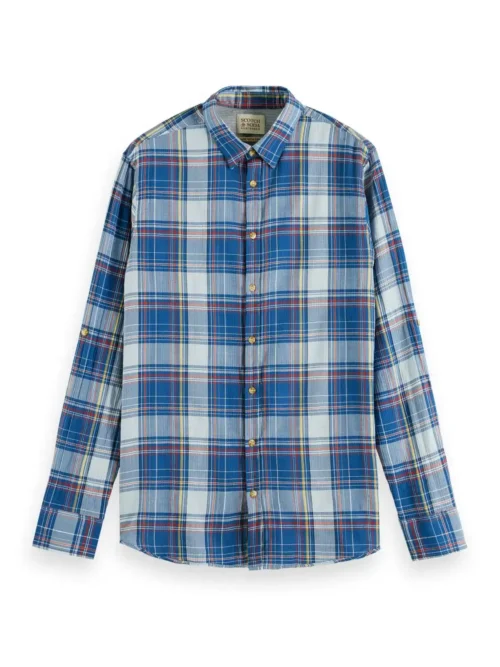 Scotch & Soda 171610 : Regular fit checked seersucker shirt, Blue multi check - Image 6