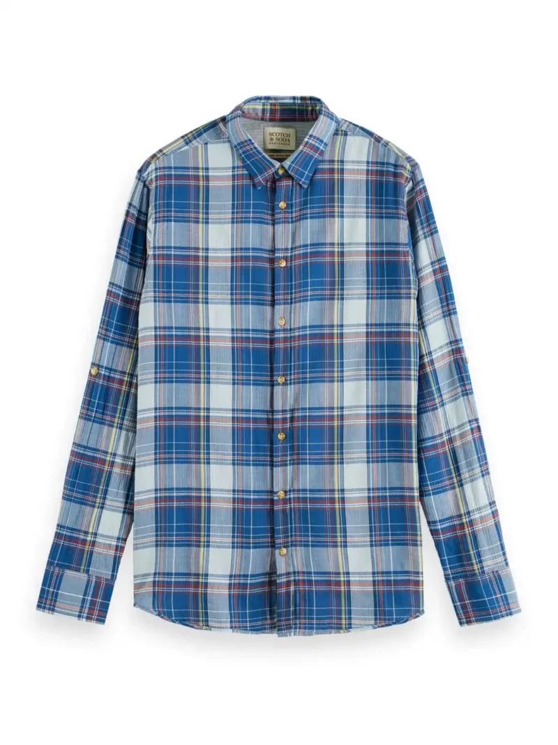 Scotch & Soda 171610 : Regular fit checked seersucker shirt, Blue multi check - Image 6