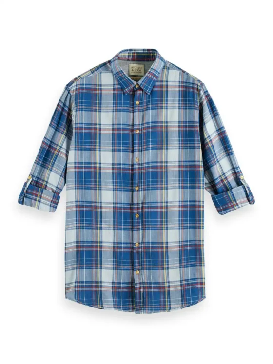 Scotch & Soda 171610 : Regular fit checked seersucker shirt, Blue multi check - Image 2