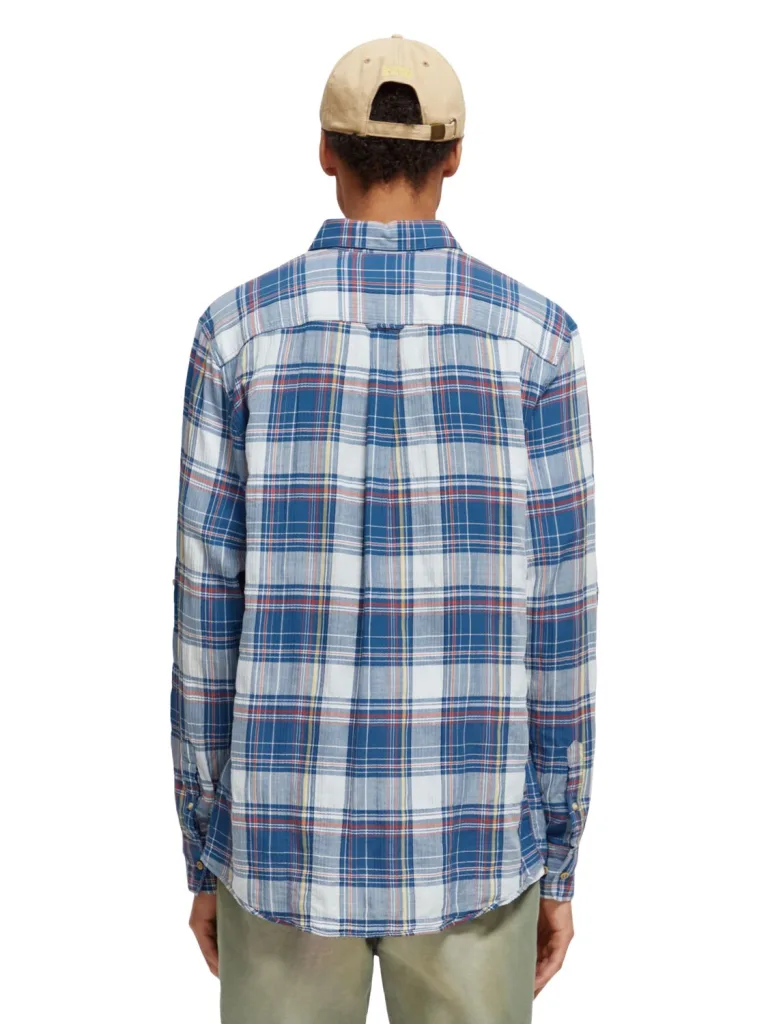 Scotch & Soda 171610 : Regular fit checked seersucker shirt, Blue multi check - Image 8