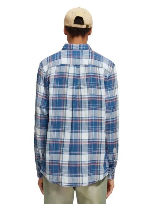 Scotch & Soda 171610 : Regular fit checked seersucker shirt, Blue multi check - Image 8