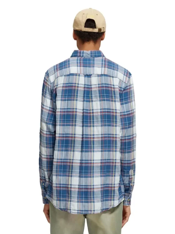 Scotch & Soda 171610 : Regular fit checked seersucker shirt, Blue multi check - Image 8