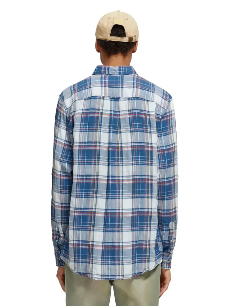 Scotch & Soda 171610 : Regular fit checked seersucker shirt, Blue multi check - Image 8
