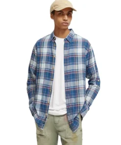 Scotch & Soda 171610 : Regular fit checked seersucker shirt, Blue multi check