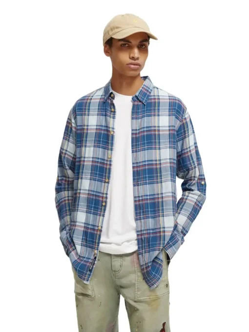 Scotch & Soda 171610 : Regular fit checked seersucker shirt, Blue multi check