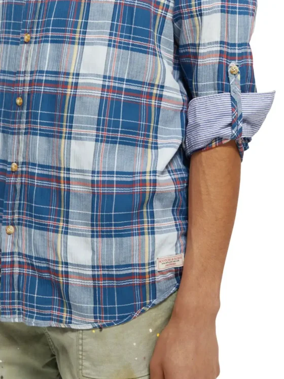 Scotch & Soda 171610 : Regular fit checked seersucker shirt, Blue multi check - Image 4