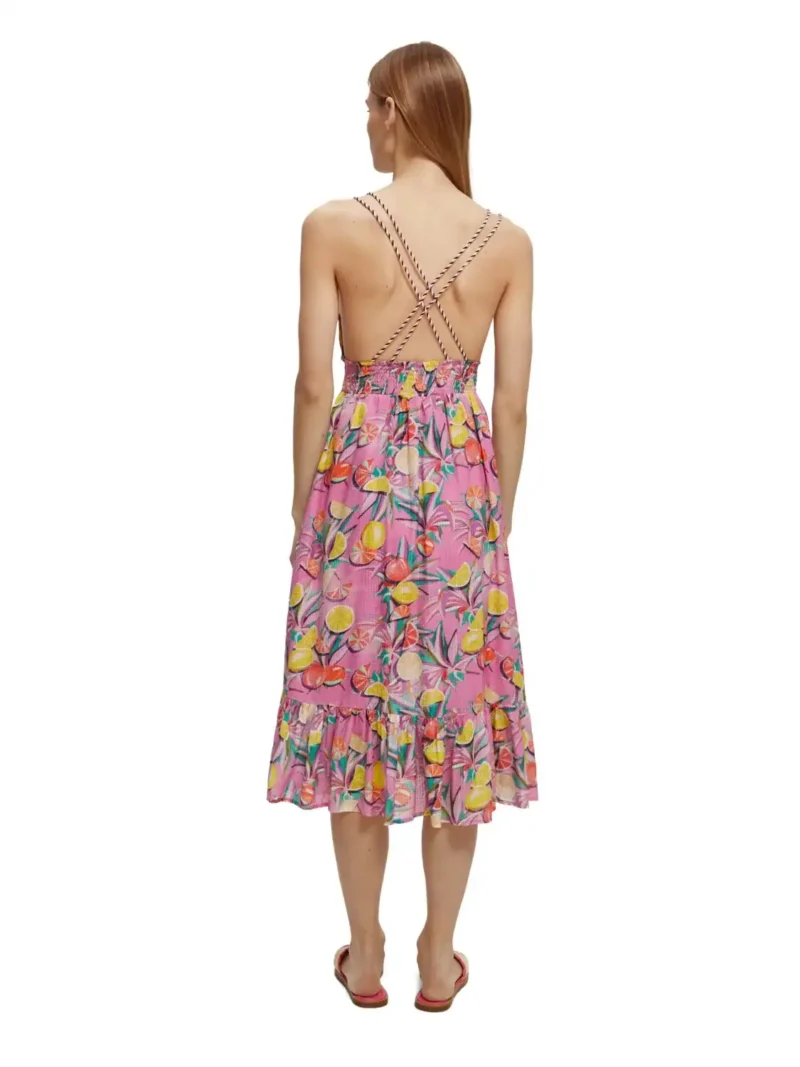 Scotch & Soda 172819 :  Smocked midi strap dress, Citrus Orchid - Image 5