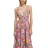 Scotch & Soda 172819 :  Smocked midi strap dress, Citrus Orchid