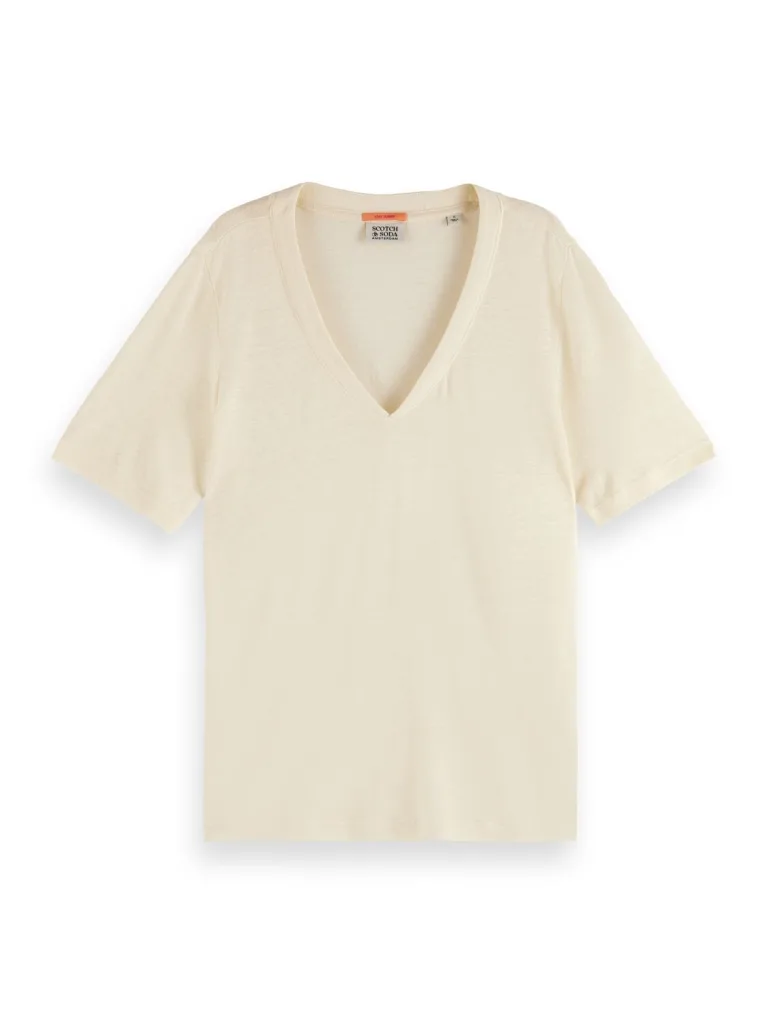 Scotch & Soda 171790 : V-neck Linen blend T-shirt - Image 2
