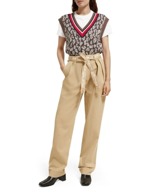 Scotch & Soda 173154: High rise relaxed taper pants, Sand