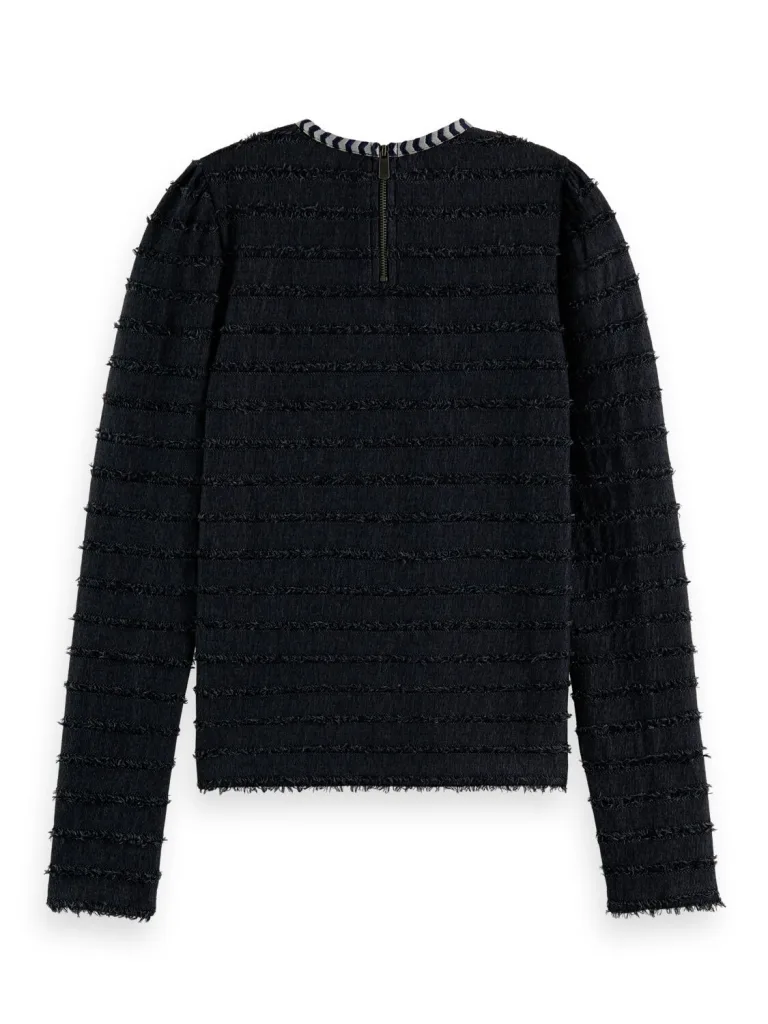 Scotch & Soda 173288: Textured stripe long sleeve, Charcoal - Image 5