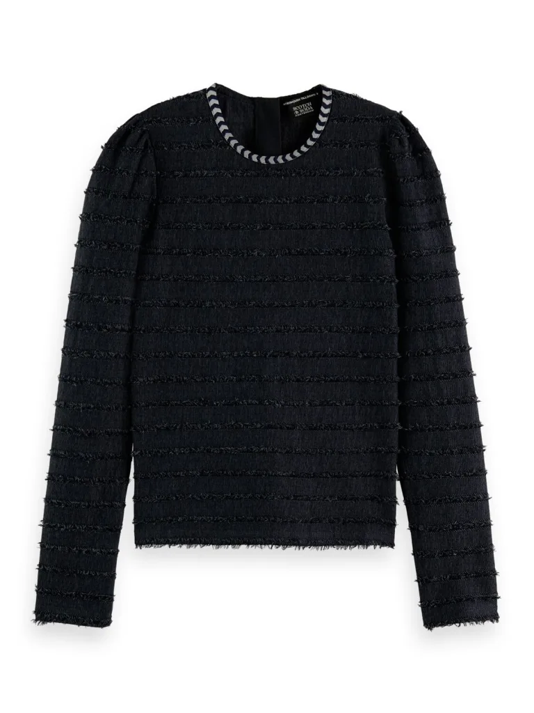 Scotch & Soda 173288: Textured stripe long sleeve, Charcoal - Image 2