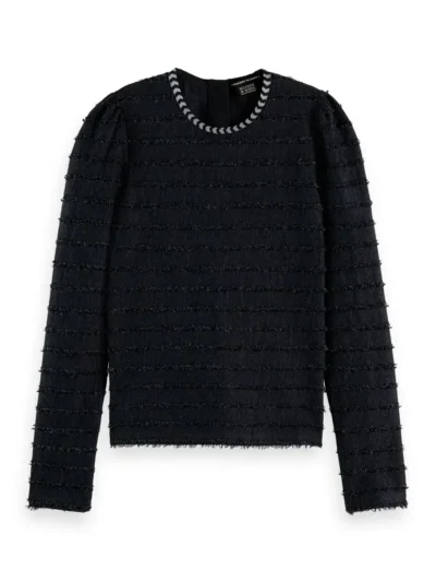 Alternative view of Scotch & Soda 173288: Textured stripe long sleeve, Charcoal