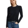 Scotch & Soda 173288: Textured stripe long sleeve, Charcoal
