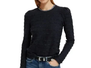 Scotch & Soda 173288: Textured stripe long sleeve, Charcoal