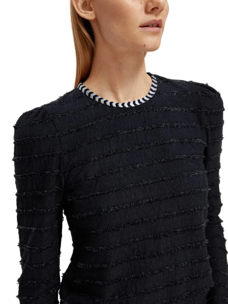 Scotch & Soda 173288: Textured stripe long sleeve, Charcoal - Image 3