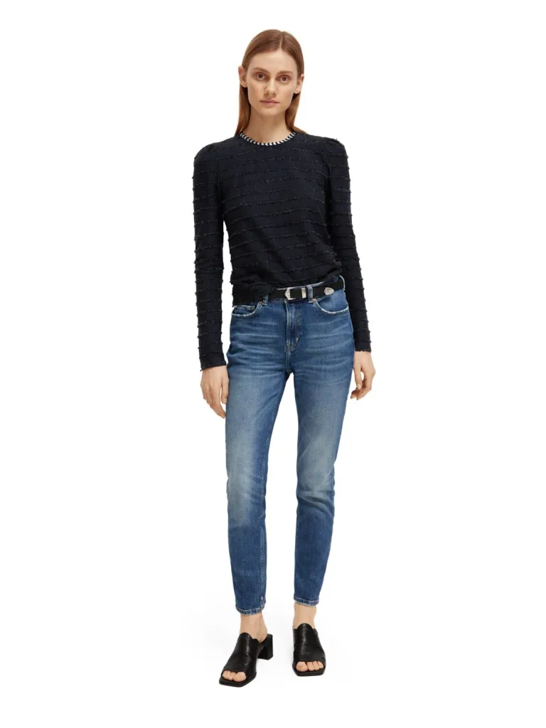 Scotch & Soda 173288: Textured stripe long sleeve, Charcoal - Image 4