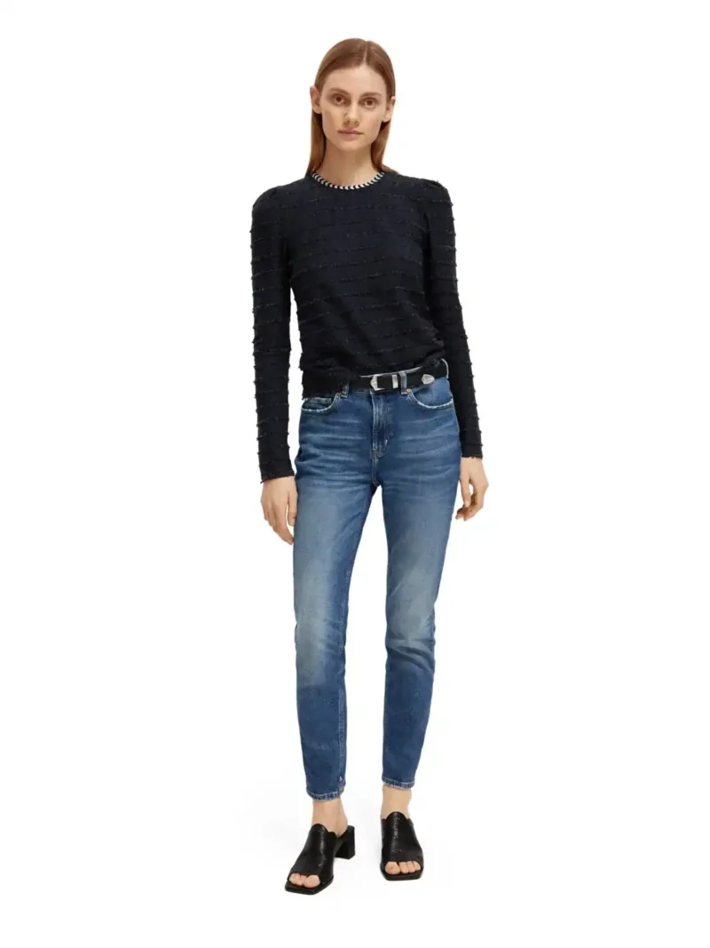 Scotch & Soda 173288: Textured stripe long sleeve, Charcoal - Image 4