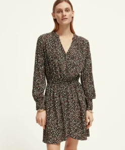 Scotch & Soda 173377: Long-sleeved V-neck mini dress