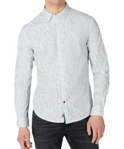 Timezone : Printed stretch shirt  White