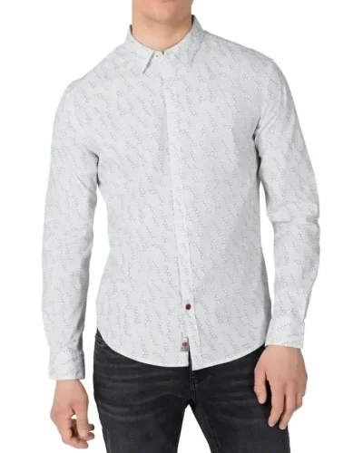 Timezone : Printed stretch shirt  White