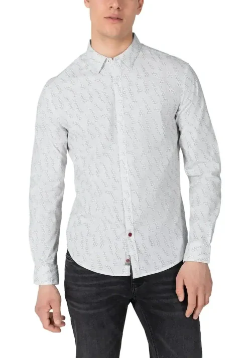 Timezone Printed stretch shirt  White