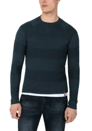 Timezone : Spiral Knit Crewneck Navy melange