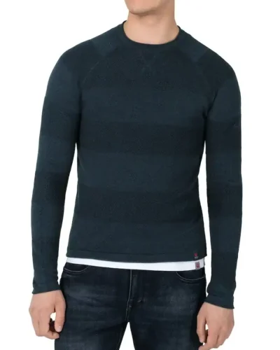 Timezone : Spiral Knit Crewneck Navy melange