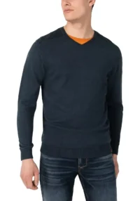 Timezone : Knit V-long sleeve Navy melange