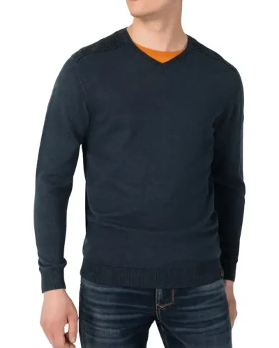 Timezone : Knit V-long sleeve Navy melange