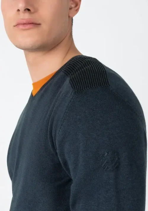 Timezone : Knit V-long sleeve Navy melange - Image 4
