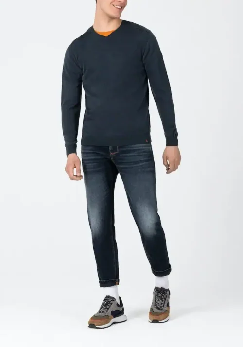 Timezone : Knit V-long sleeve Navy melange - Image 3