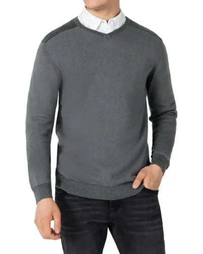 Timezone : Knit V-long sleeve Green melange