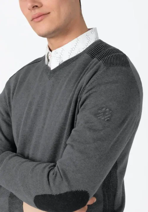 Timezone : Knit V-long sleeve Green melange - Image 3