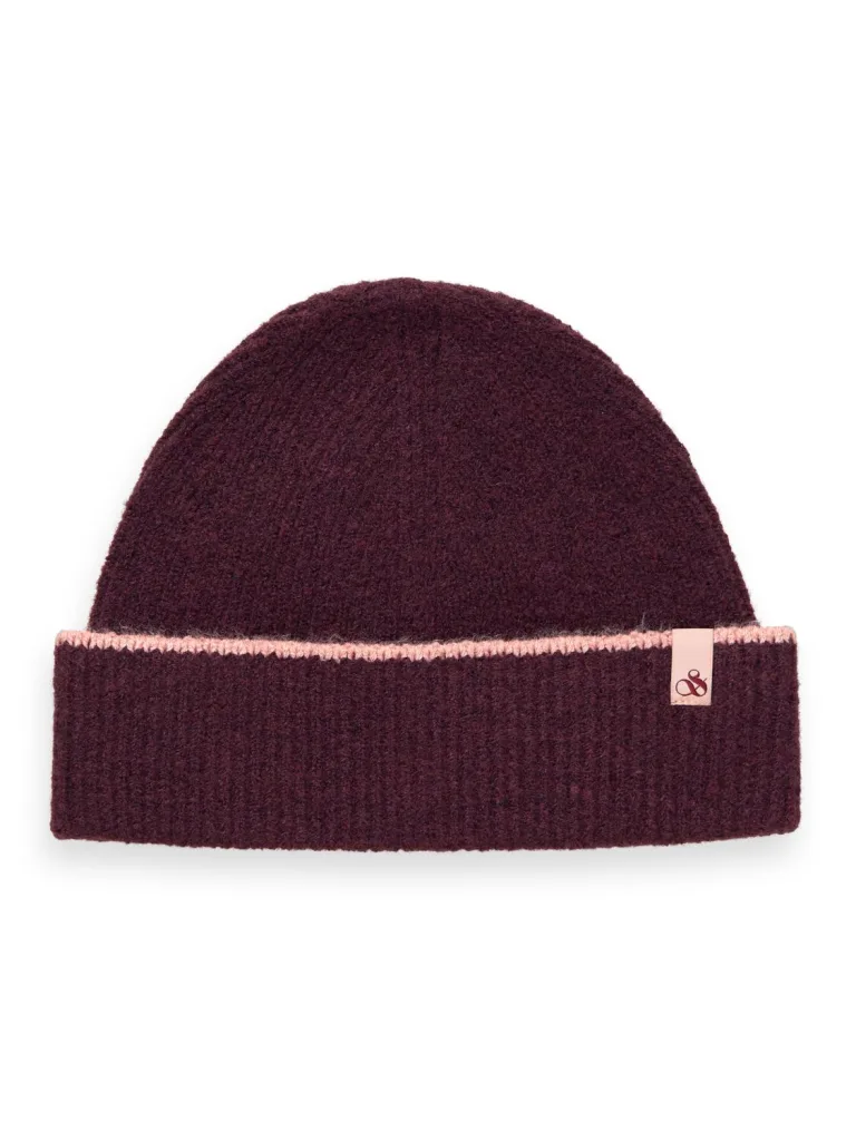 Scotch & Soda 174886: Soft Rib-Knit Beanie Berry wine