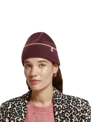 Alternative view of Scotch & Soda 174886: Soft Rib-Knit Beanie Berry wine
