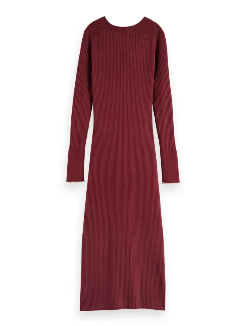 Scotch & Soda 174774 : Skinny rib knitted dress Bordeaux - Image 3