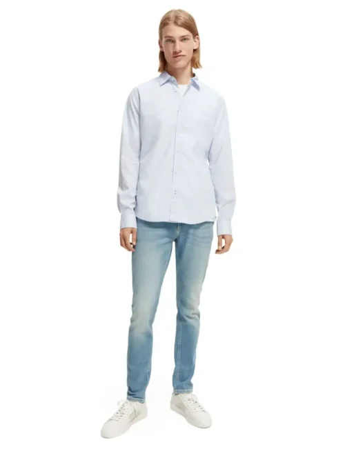 Scotch & Soda 165316 : Essential organic slim fit shirt Sky Blue - Image 4