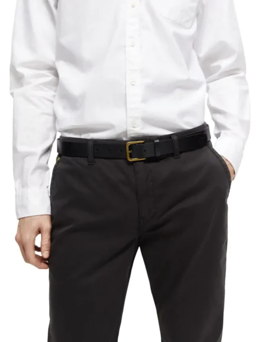 Scotch & Soda 169377 : Recycled leather belt Black