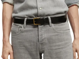 Scotch & Soda 169377 : Recycled leather belt Navy