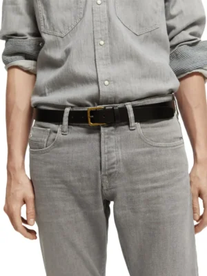 Scotch & Soda 169377 : Recycled leather belt Navy