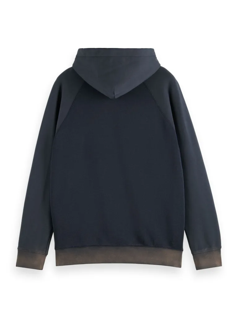 Scotch & Soda 174505- Regular Fit Hoodie With Spray Effect In Organic Cotton Blend Navy - Image 4