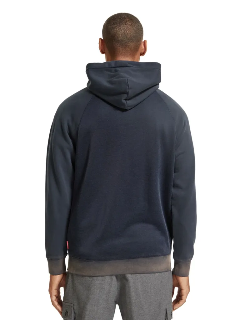 Scotch & Soda 174505- Regular Fit Hoodie With Spray Effect In Organic Cotton Blend Navy - Image 3