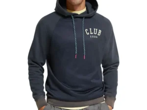 Scotch & Soda 174505- Regular Fit Hoodie With Spray Effect In Organic Cotton Blend Navy