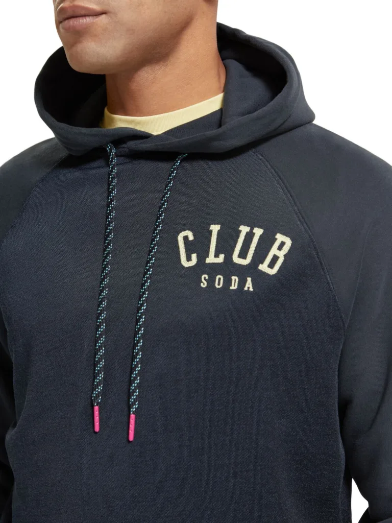 Scotch & Soda 174505- Regular Fit Hoodie With Spray Effect In Organic Cotton Blend Navy - Image 6