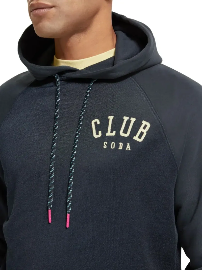 Scotch & Soda 174505- Regular Fit Hoodie With Spray Effect In Organic Cotton Blend Navy - Image 6
