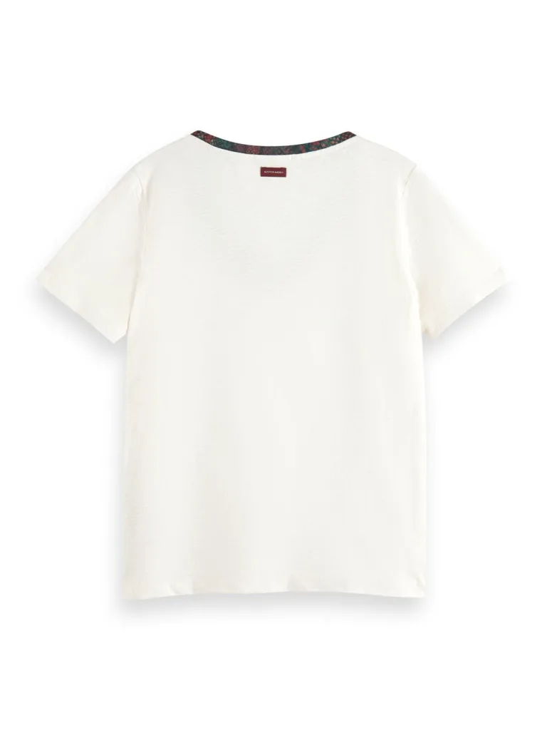 Scotch & Soda 174825: Contrast Neckline V-Neck T-Shirt Soft Ice - Image 6
