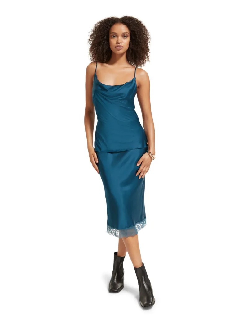 Scotch & Soda 174877: Cowl Neck Camisole Dark Teal - Image 6