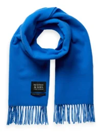Scotch & Soda 174868: Virgin Wool fringed woven scarf Rhythm blue