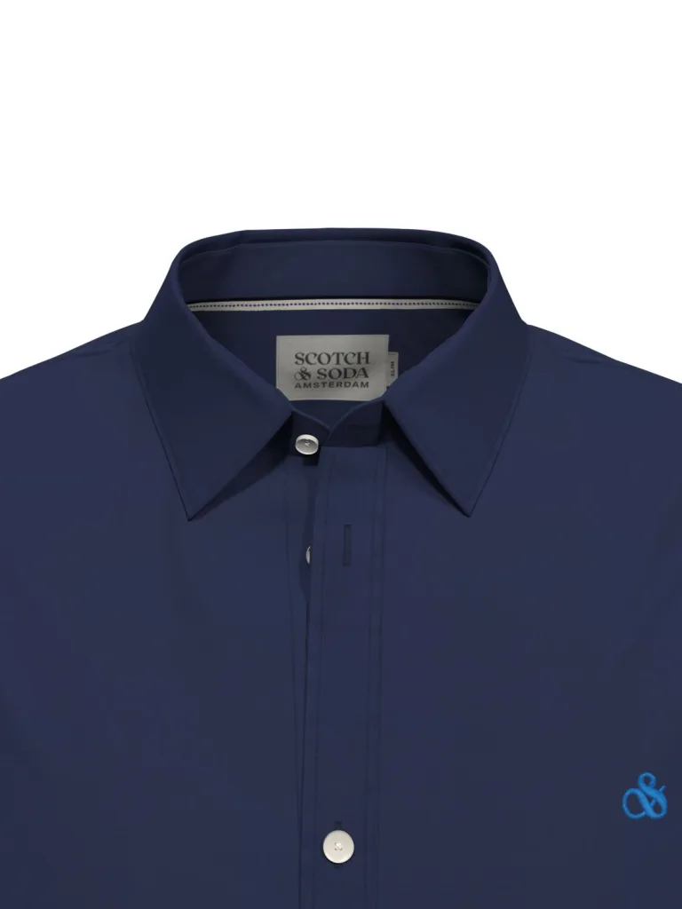 Scotch & Soda 174522 : Essential Solid Poplin Shirt Denim Blue - Image 4